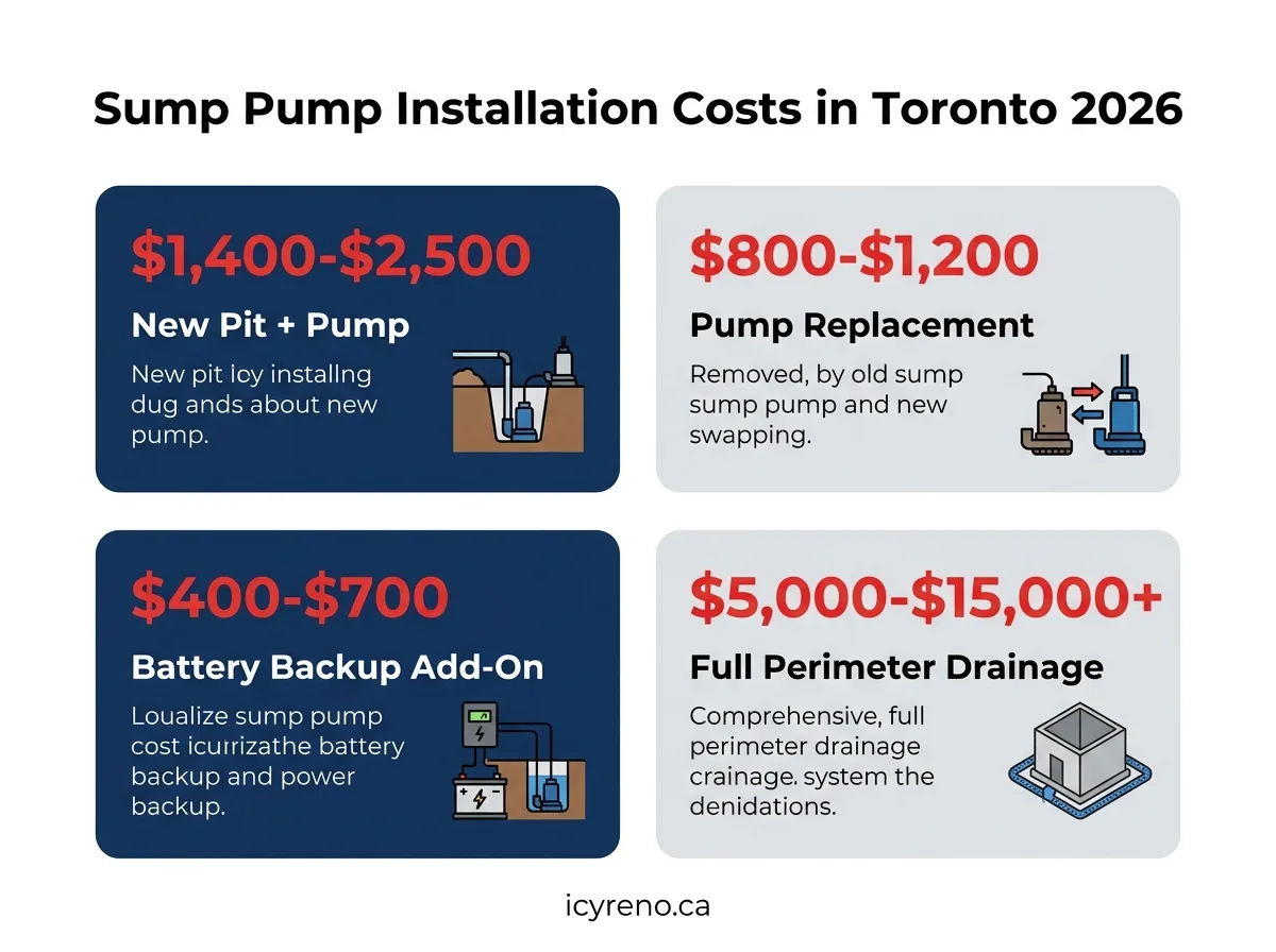 Sump pump installation cost breakdown Toronto 2026
