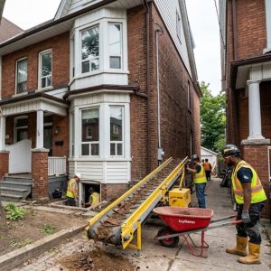 parkdale heritage row house exterior excavation